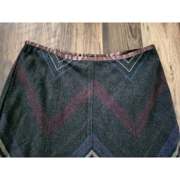 Vtg Field Manor Dark Multicolor Wool Blend Ruffle Hem Cottage Midi Skirt 14 - Picture 3 of 6